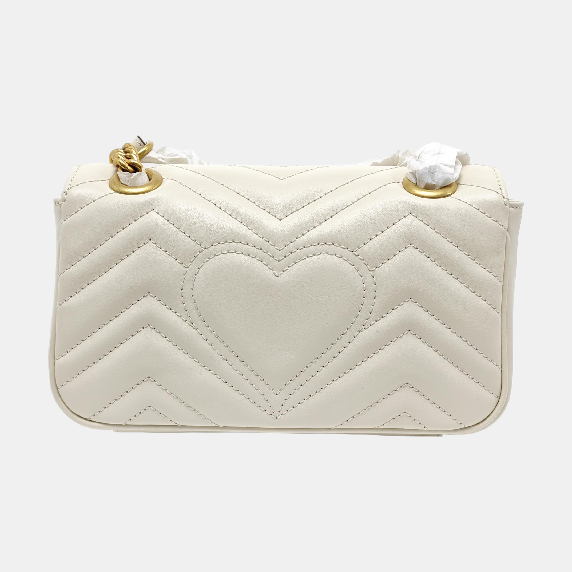 GG Marmont Small Quilted Calfskin White