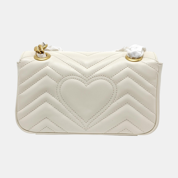 GG Marmont Small Quilted Calfskin White