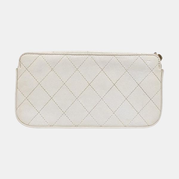 Quilted Lambskin Clutch White