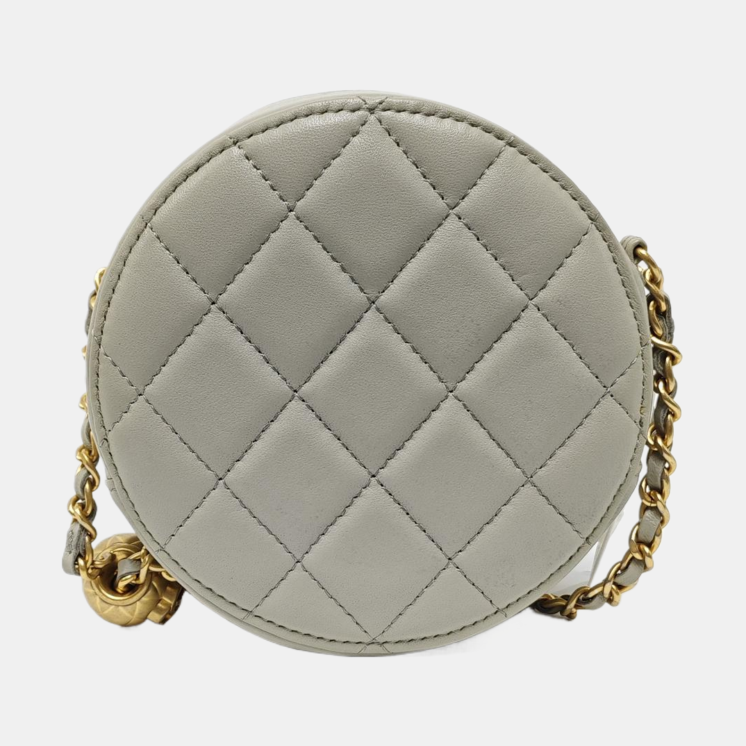 ROUND Quilted Lambskin Gray