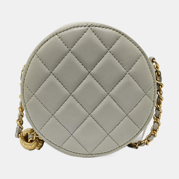 ROUND Quilted Lambskin Gray