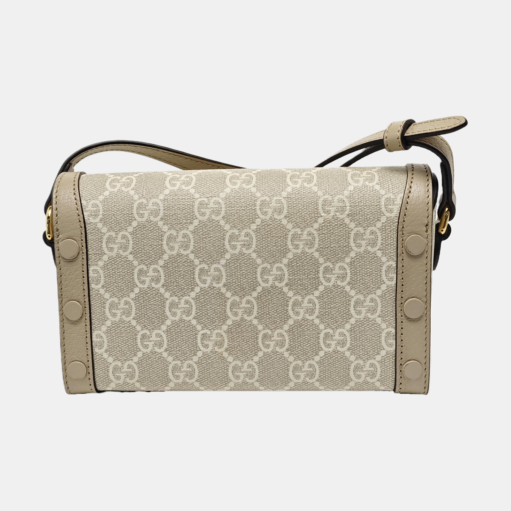 Authenticated pre-owned  Horsebit 1955 Mini Monogram Coated Canvas White - Shoulder Bag at Looply