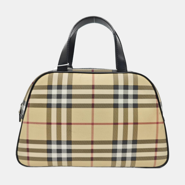 Coated Canvas Top Handle Bag Beige