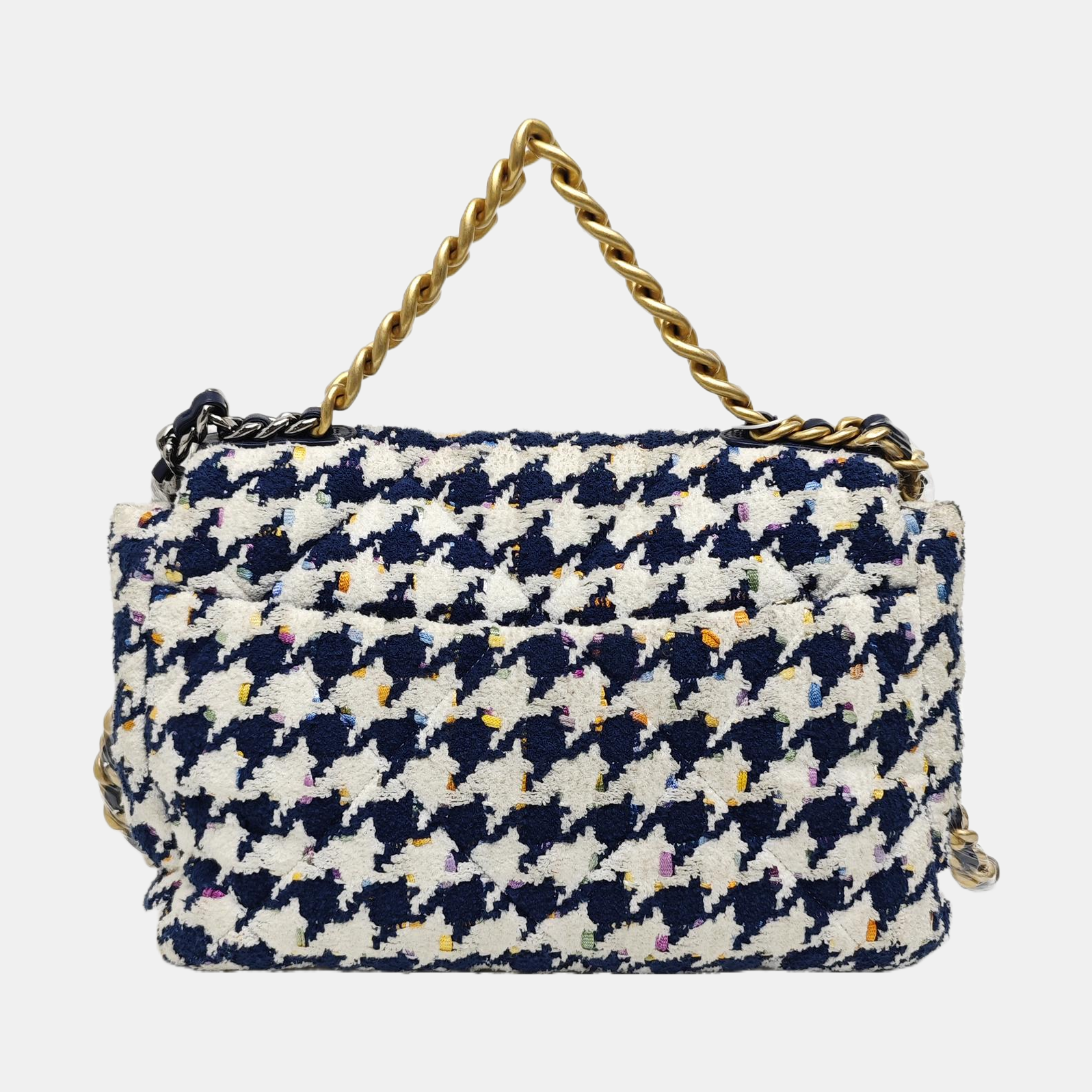 CHANEL 19 Large Quilted Fabric White