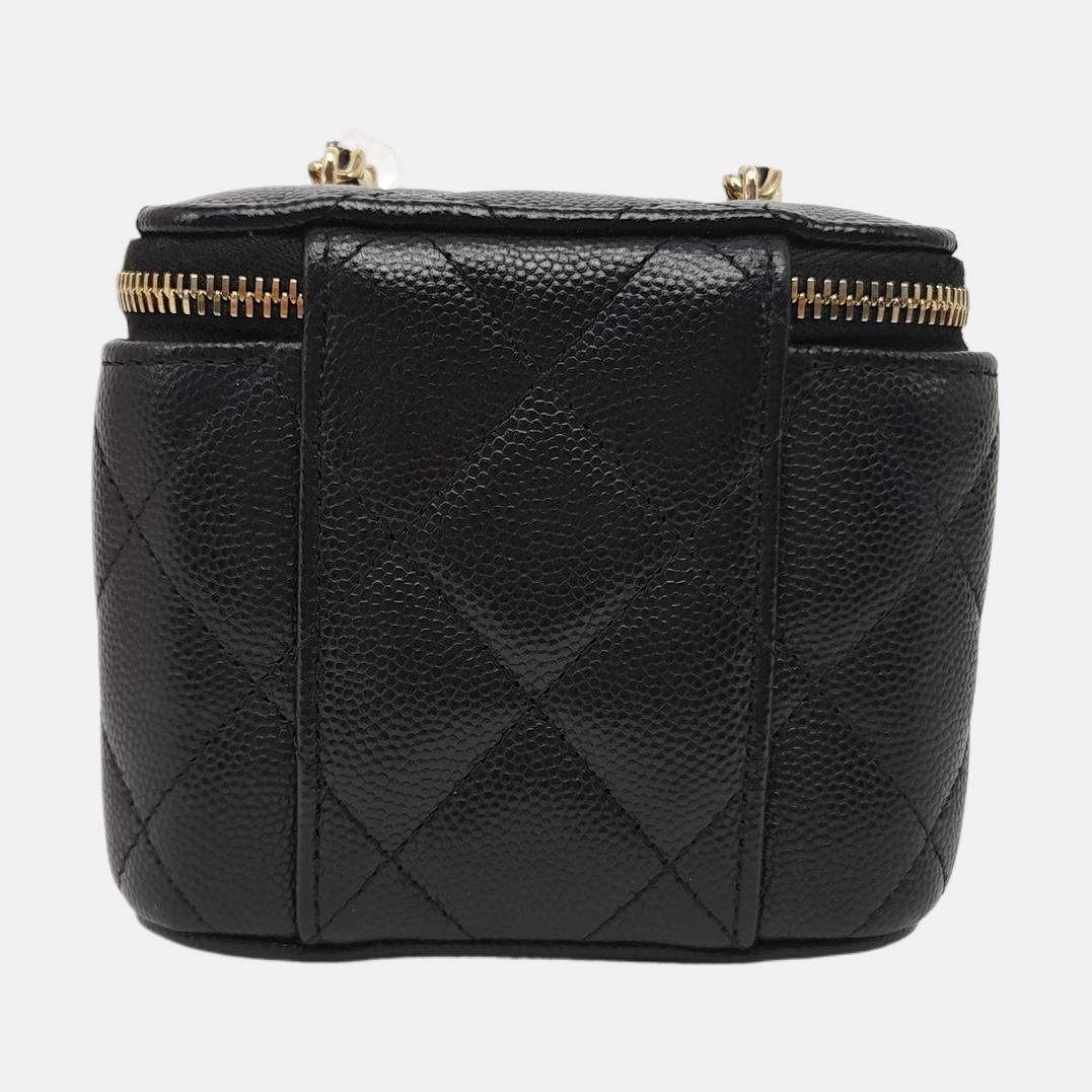 VANITY CASE Mini Quilted Grained Calfskin Black