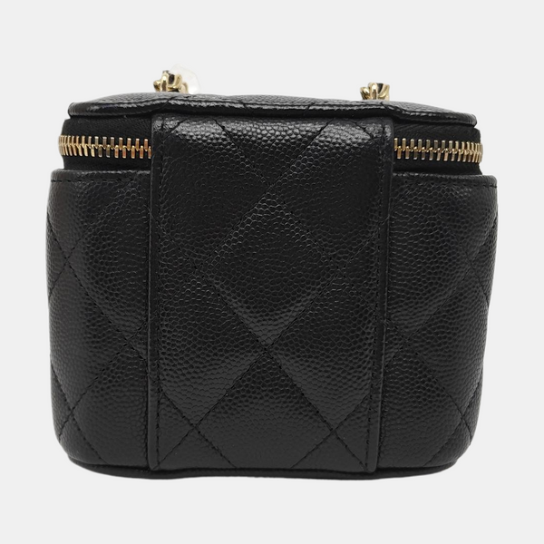 VANITY CASE Mini Quilted Grained Calfskin Black