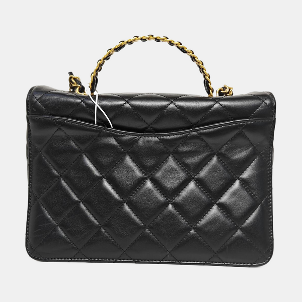 Quilted Calfskin Shoulder Bag Small Black