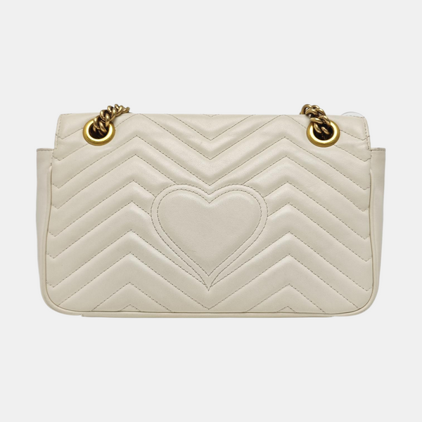 GG Marmont Medium Quilted Calfskin White