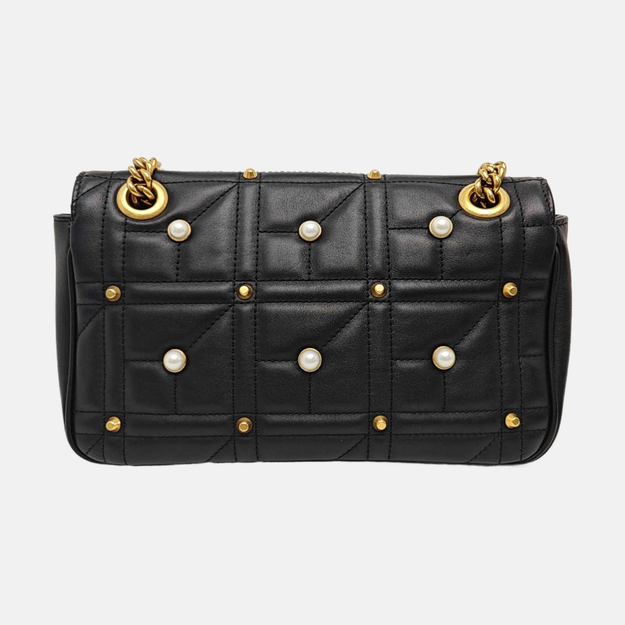 GG Marmont Medium Quilted Calfskin Black