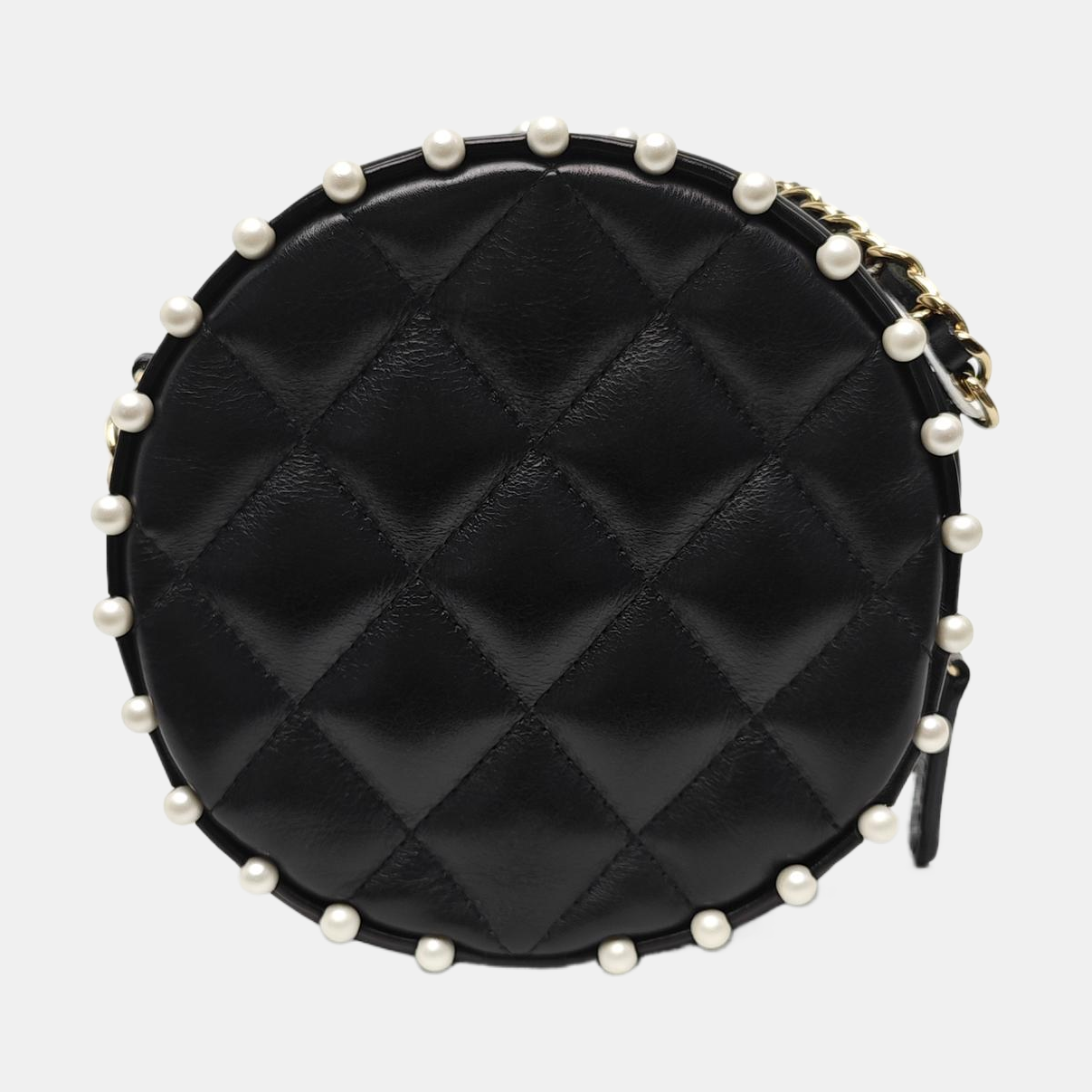 ROUND Quilted Calfskin Black
