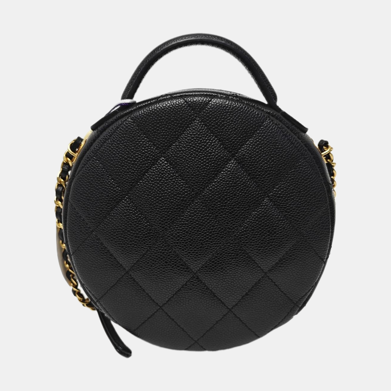 Quilted Grained Calfskin Shoulder Bag Black