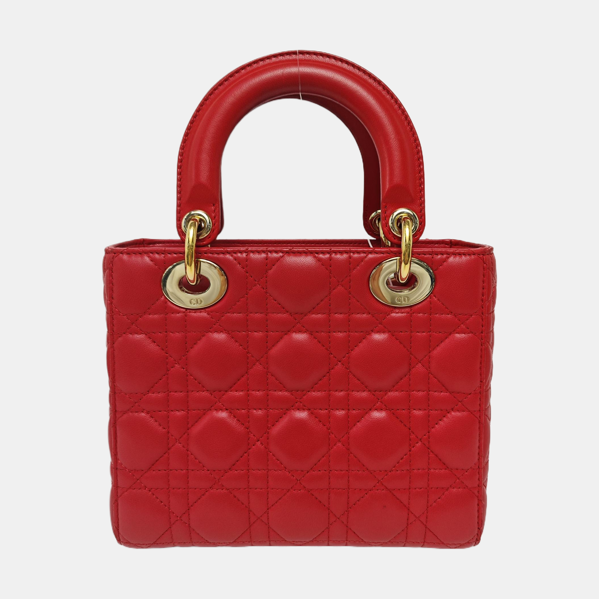 Authenticated pre-owned  Lady Dior Quilted Lambskin Red - Tote Bag at Looply