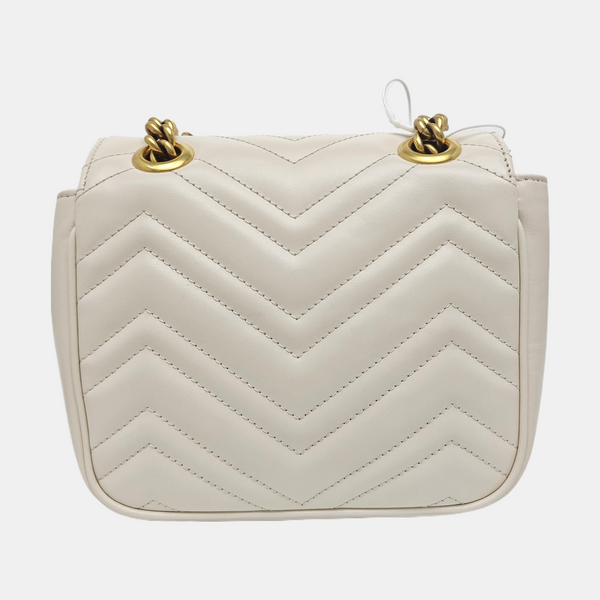 GG Marmont Mini Piel de Becerro Acolchada Blanca