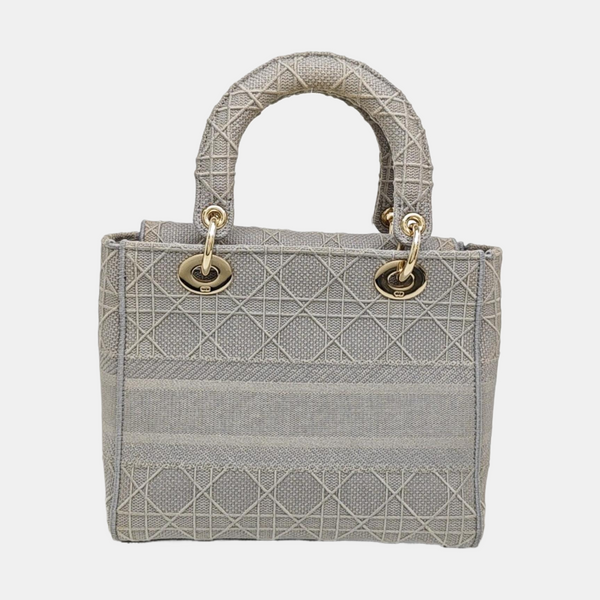 Lady D-Lite Medium Cannage Canvas Gray