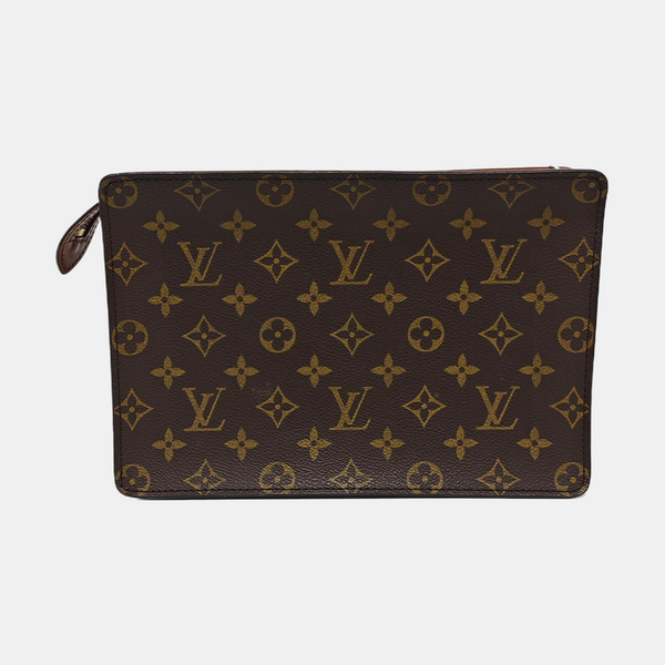 Monogram Coated Canvas Clutch Brown