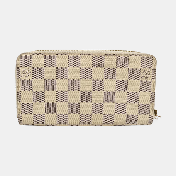 ZIPPY Damier Azur Coated Canvas White Wallet