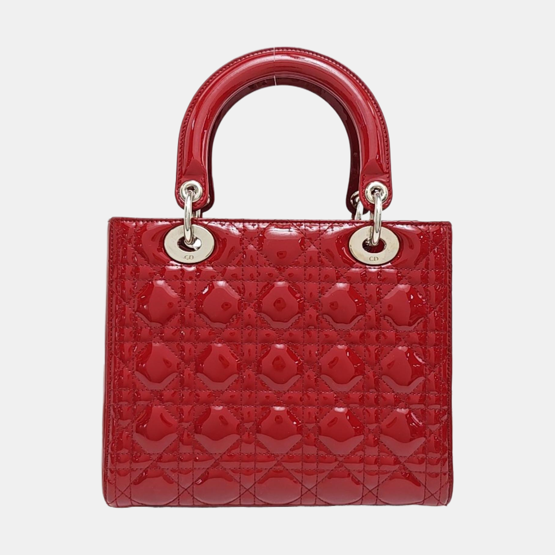 Lady Dior Medium Cannage Patent Leather Red