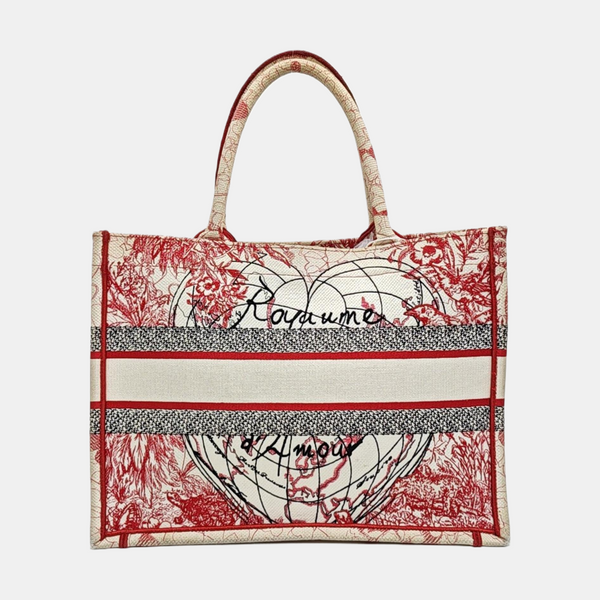 Book Tote Medium Fabric Red
