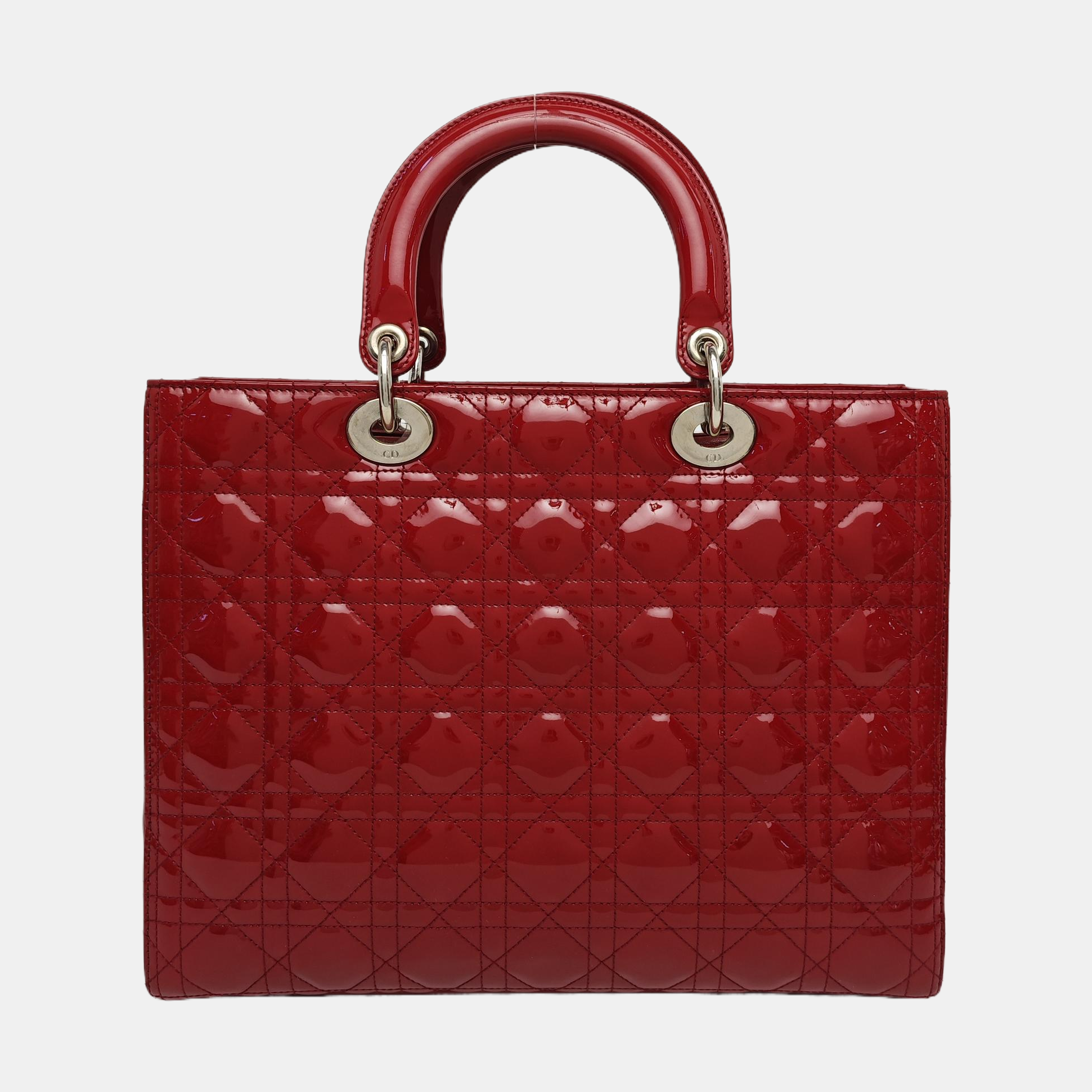 Lady Dior Large Cannage Patent Leather Red