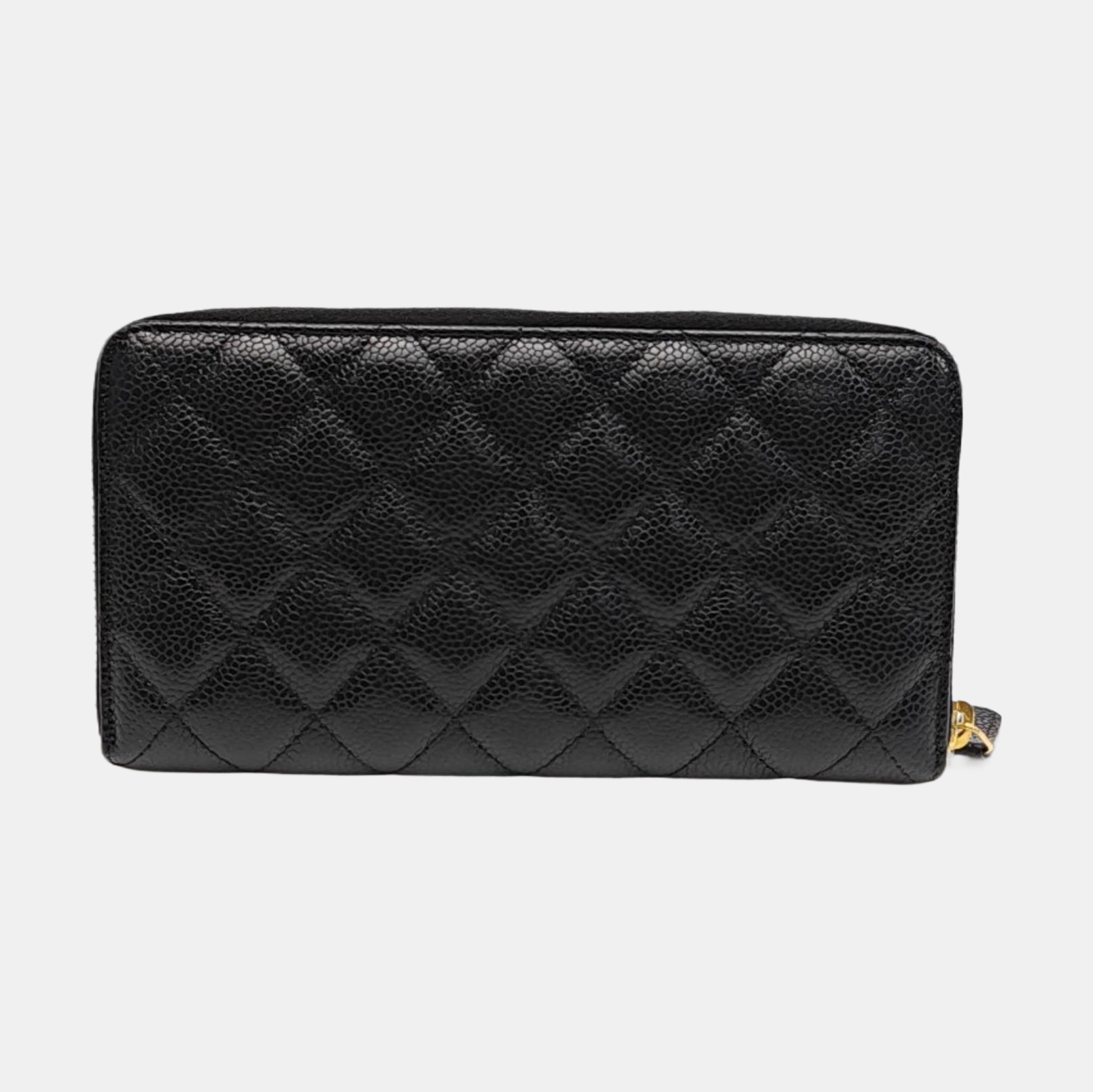 Quilted Grained Calfskin Wallet Black