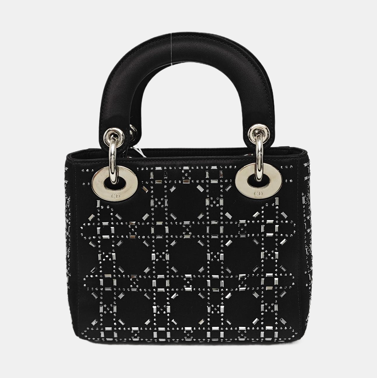 Authenticated pre-owned  Lady Dior Mini Silk Satin Black - Tote Bag at Looply