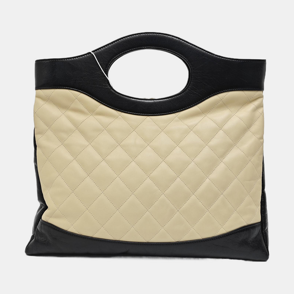 CHANEL 31 Large Quilted Calfskin Beige