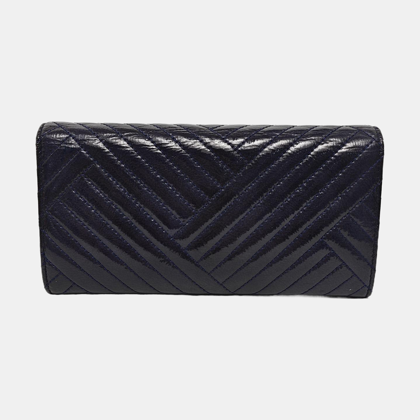 Chevron Patent Leather Wallet Blue