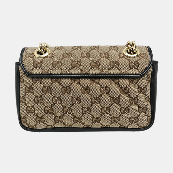 GG Marmont Small Quilted Canvas Brown