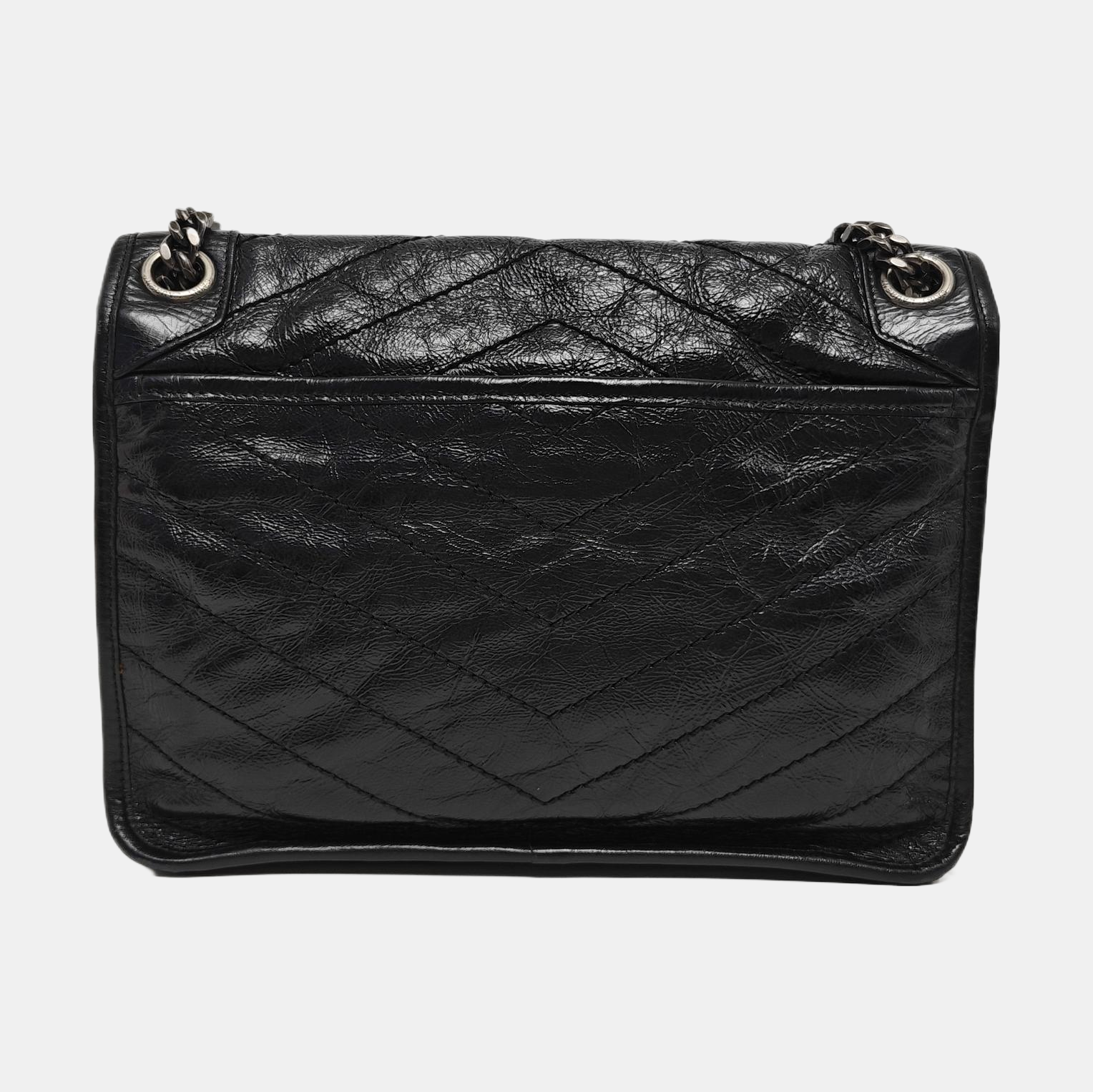 NIKI Medium Chevron Calfskin Black