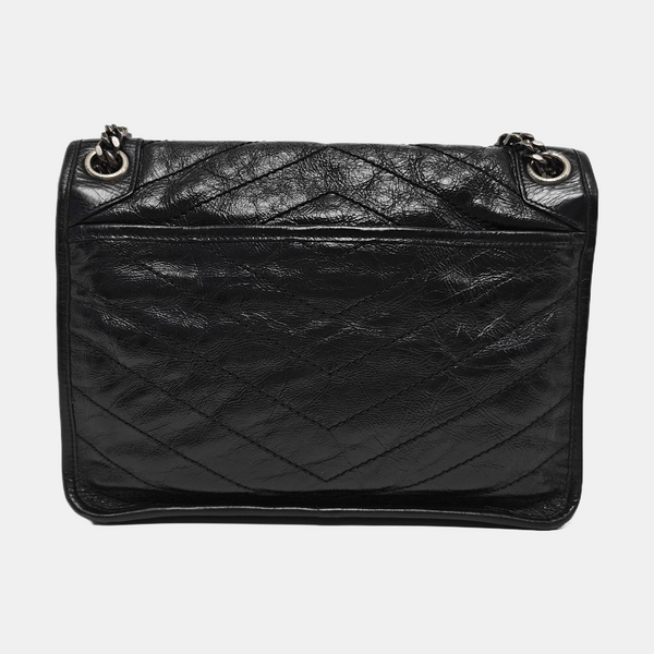 NIKI Medium Chevron Calfskin Black
