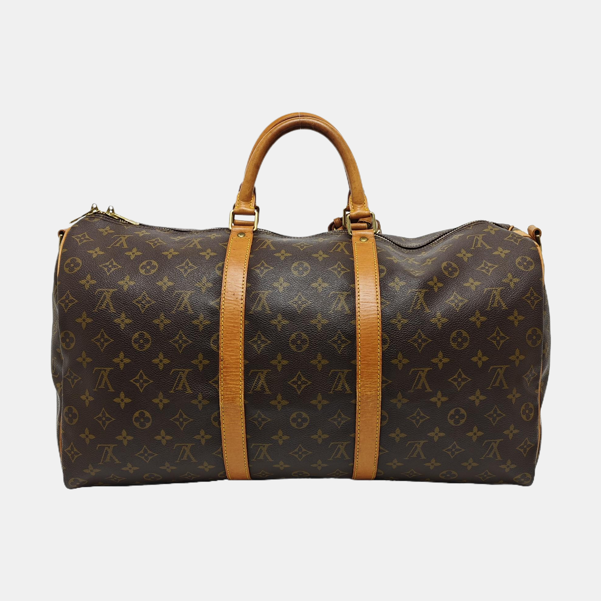 KEEPALL 50 Monogram Coated Canvas Brown