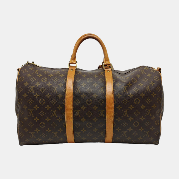KEEPALL 50 Monogram Coated Canvas Brown