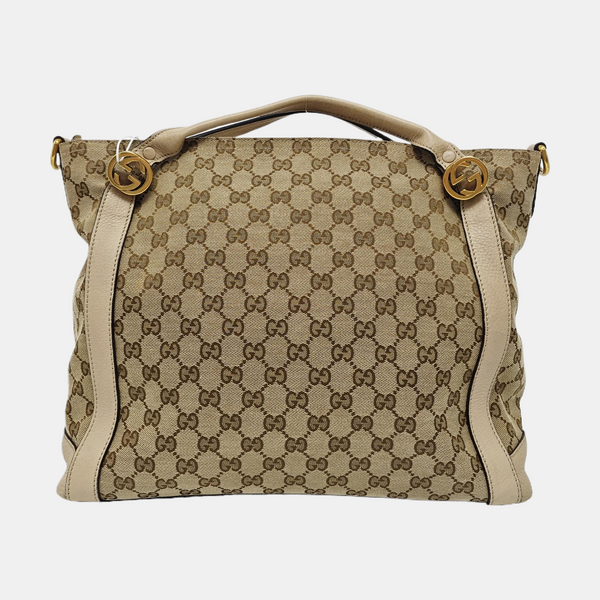 Monogram Canvas Tote Bag Beige