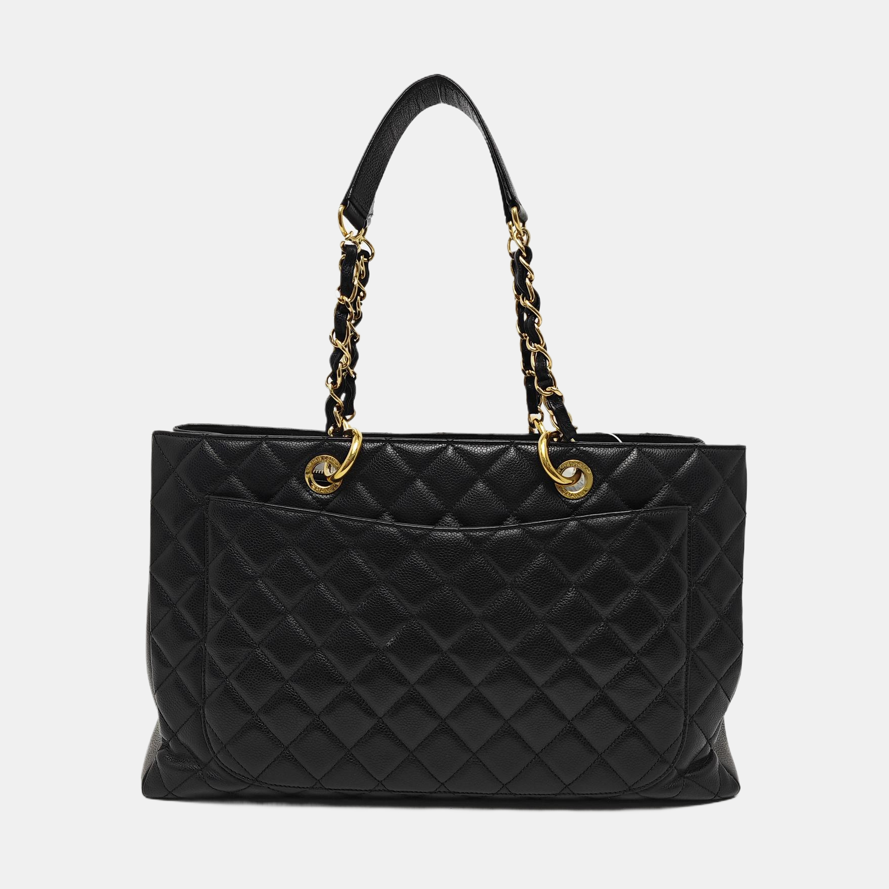 CHANEL GST Extra Grande Piel de Becerro Granulada Acolchada Negra