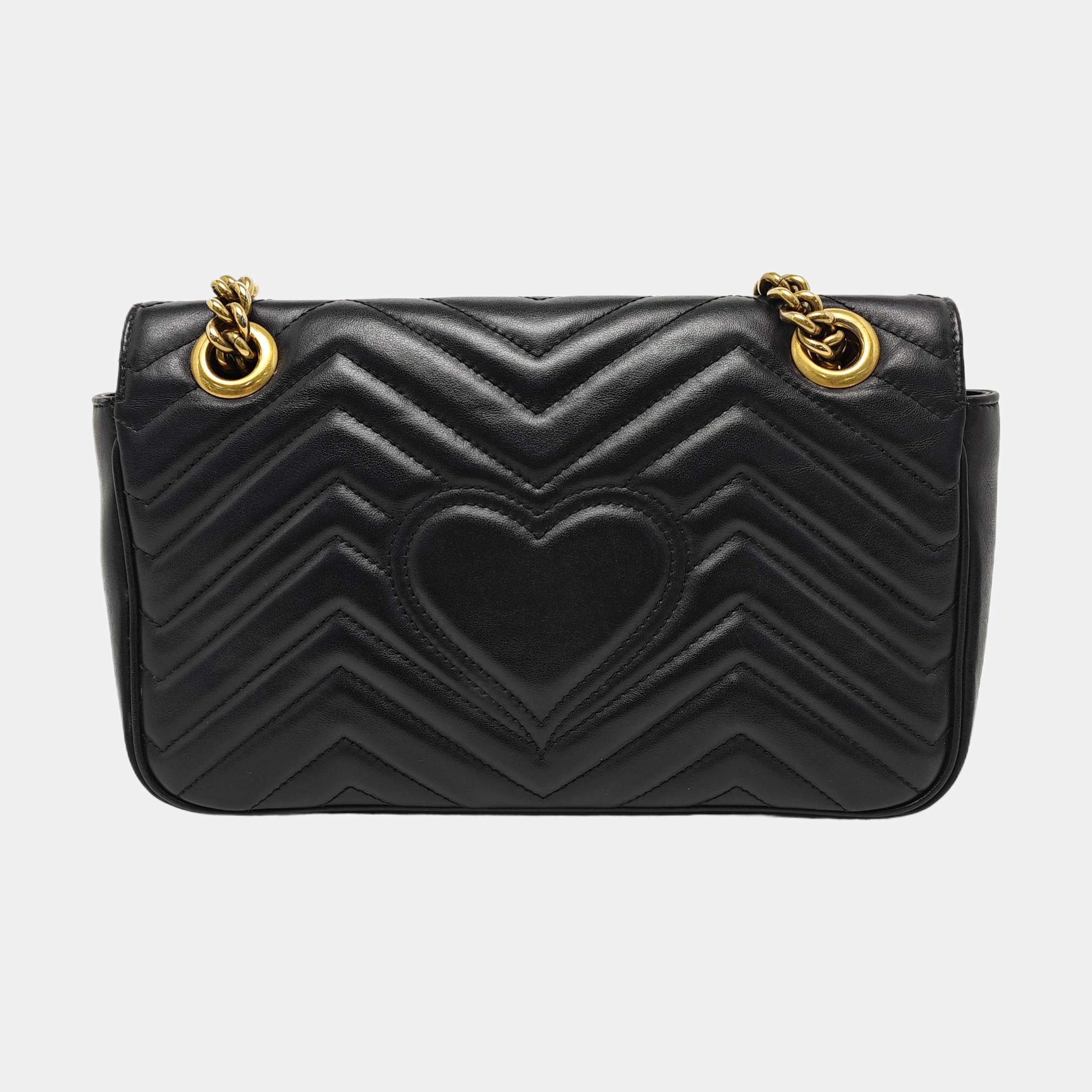 GG Marmont Medium Quilted Calfskin Black