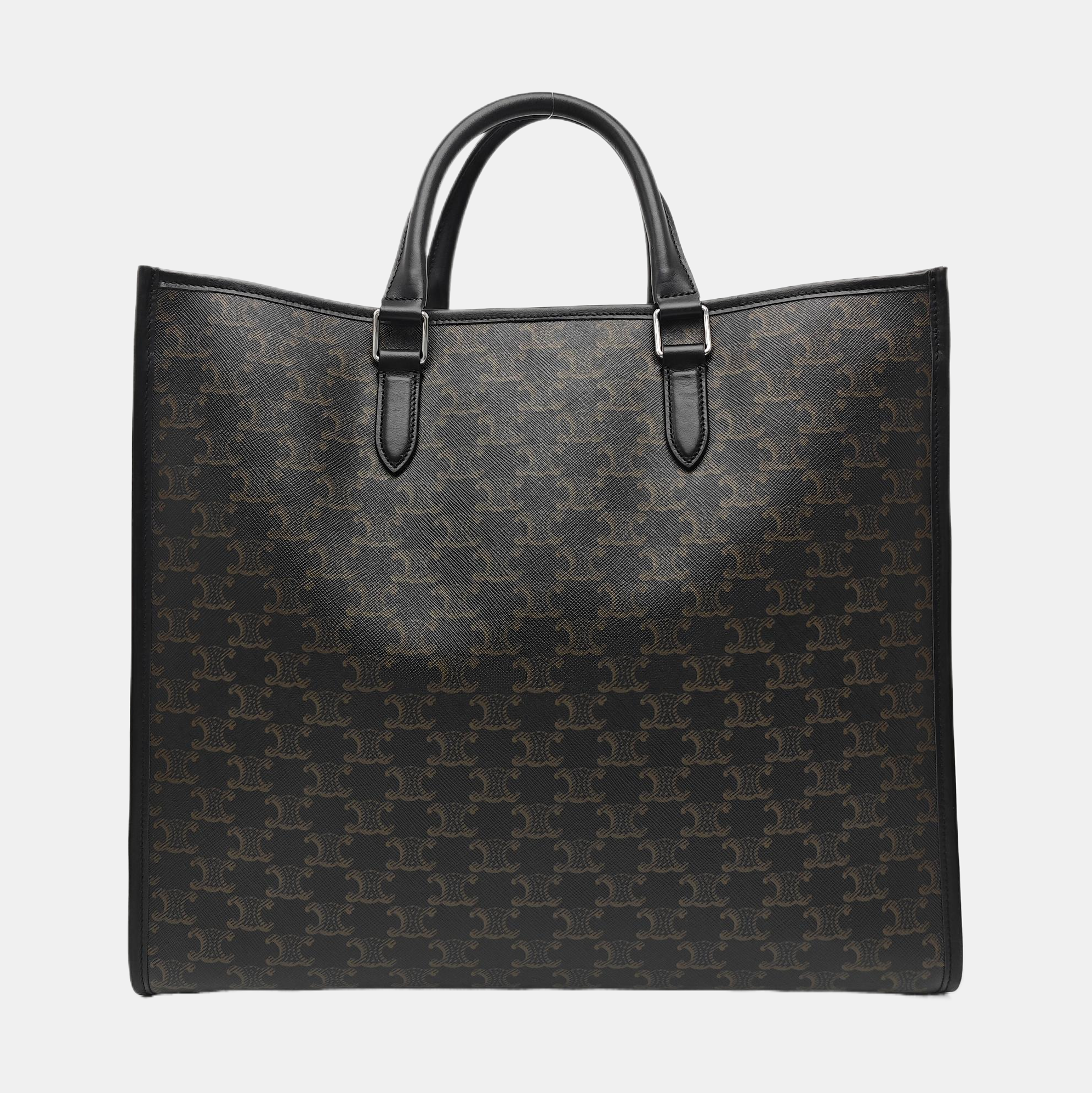 Coated Canvas Shoulder Bag Brown