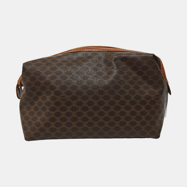 Coated Canvas Clutch Brown