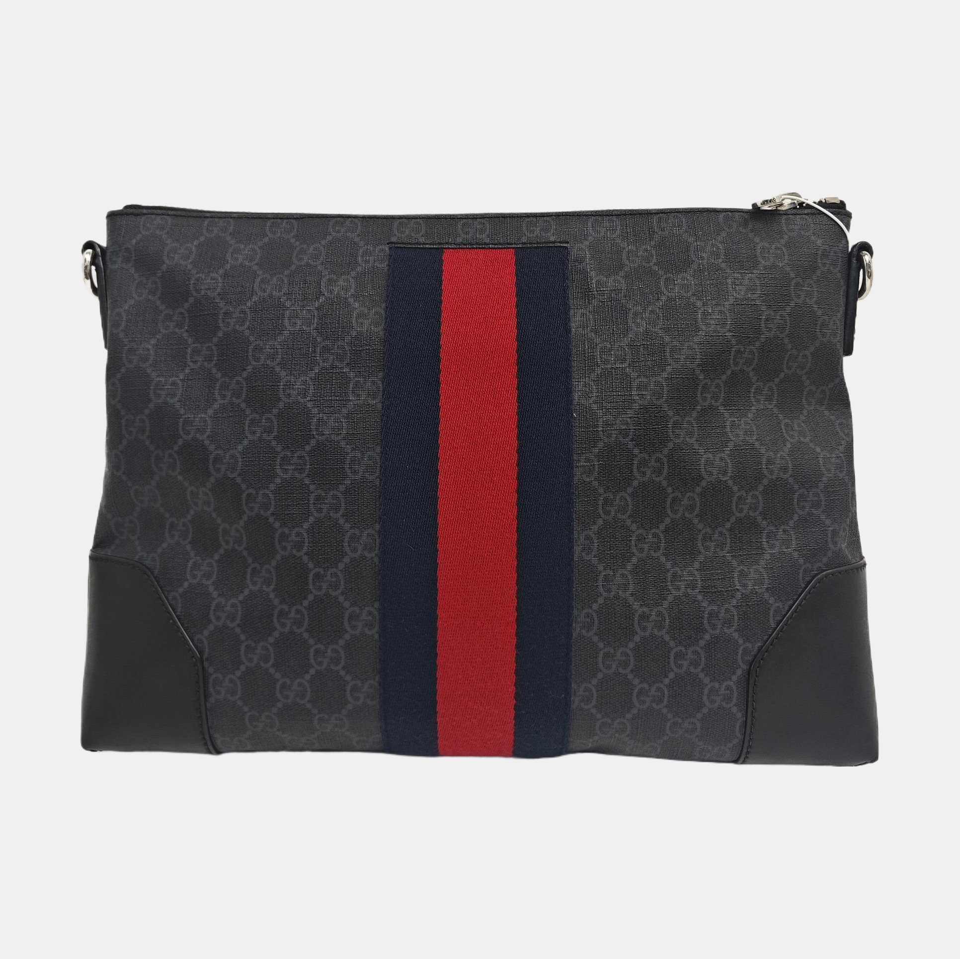 GG Supreme Monogram Coated Canvas Gray