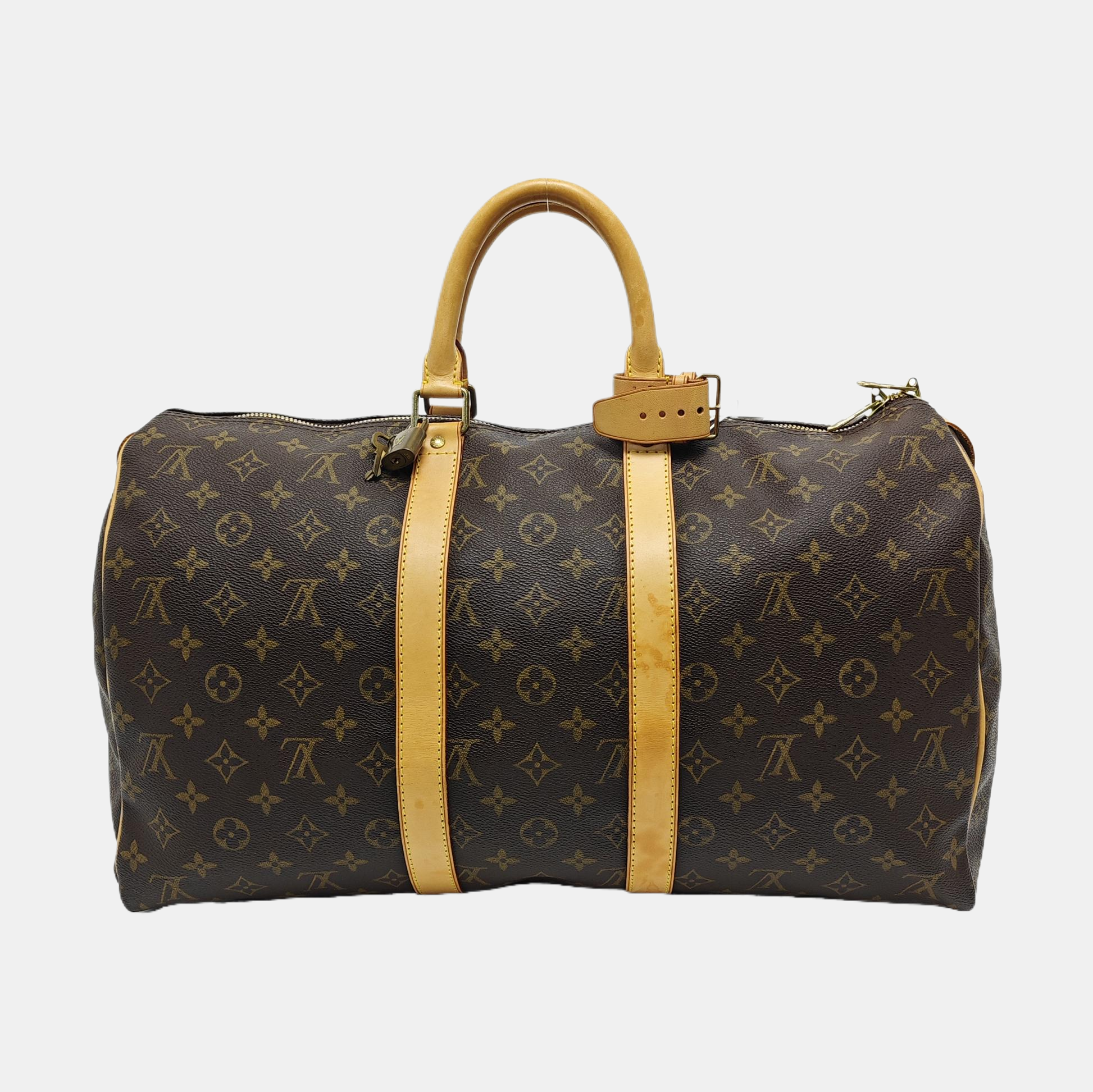 KEEPALL 45 Monogram Coated Canvas Brown