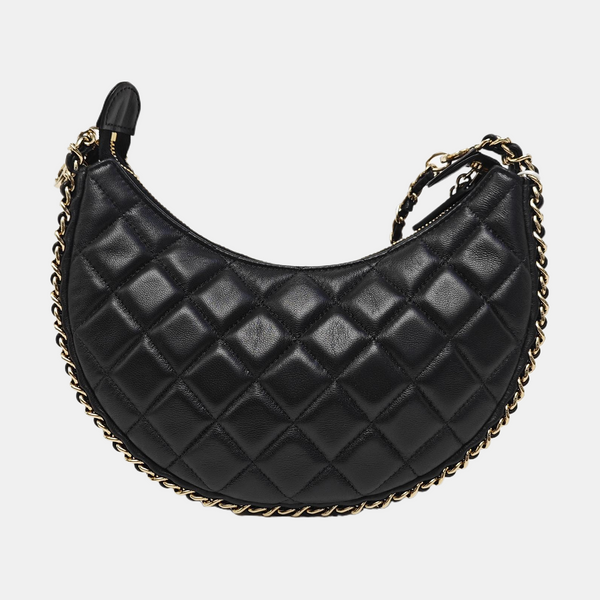 Quilted Lambskin Shoulder Bag Black