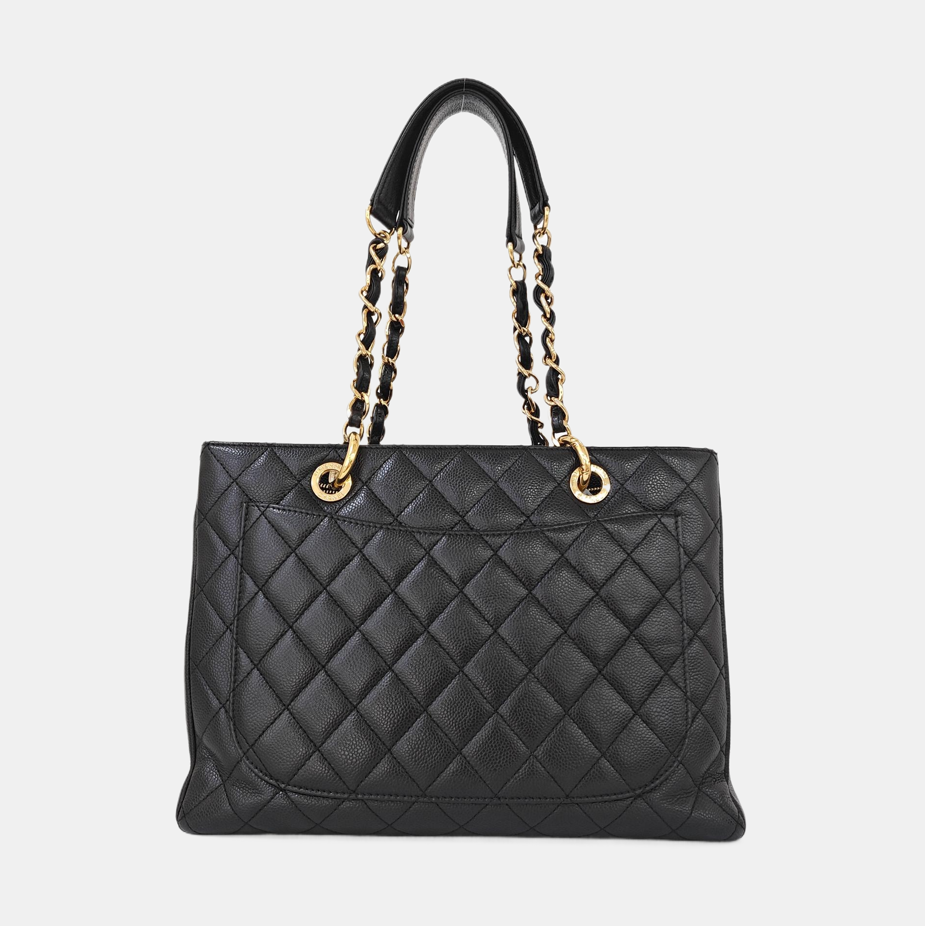 CHANEL GST Large Quilted Grained Calfskin Black