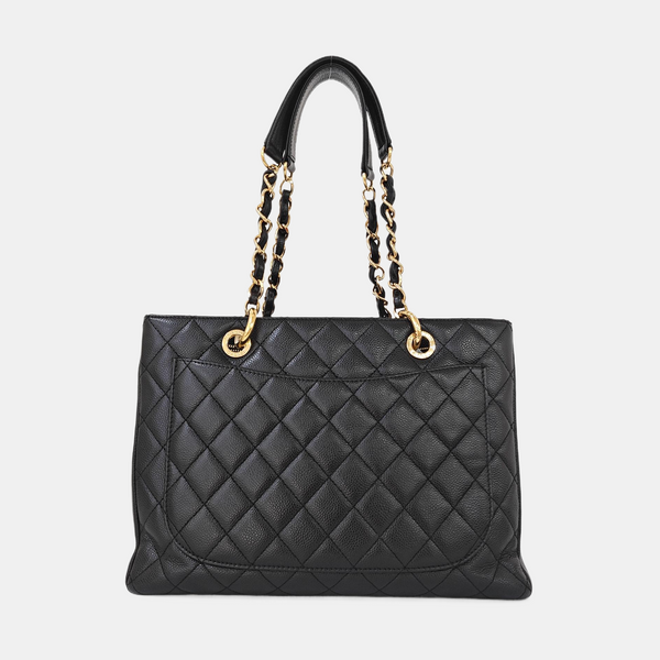 CHANEL GST Large Quilted Grained Calfskin Black