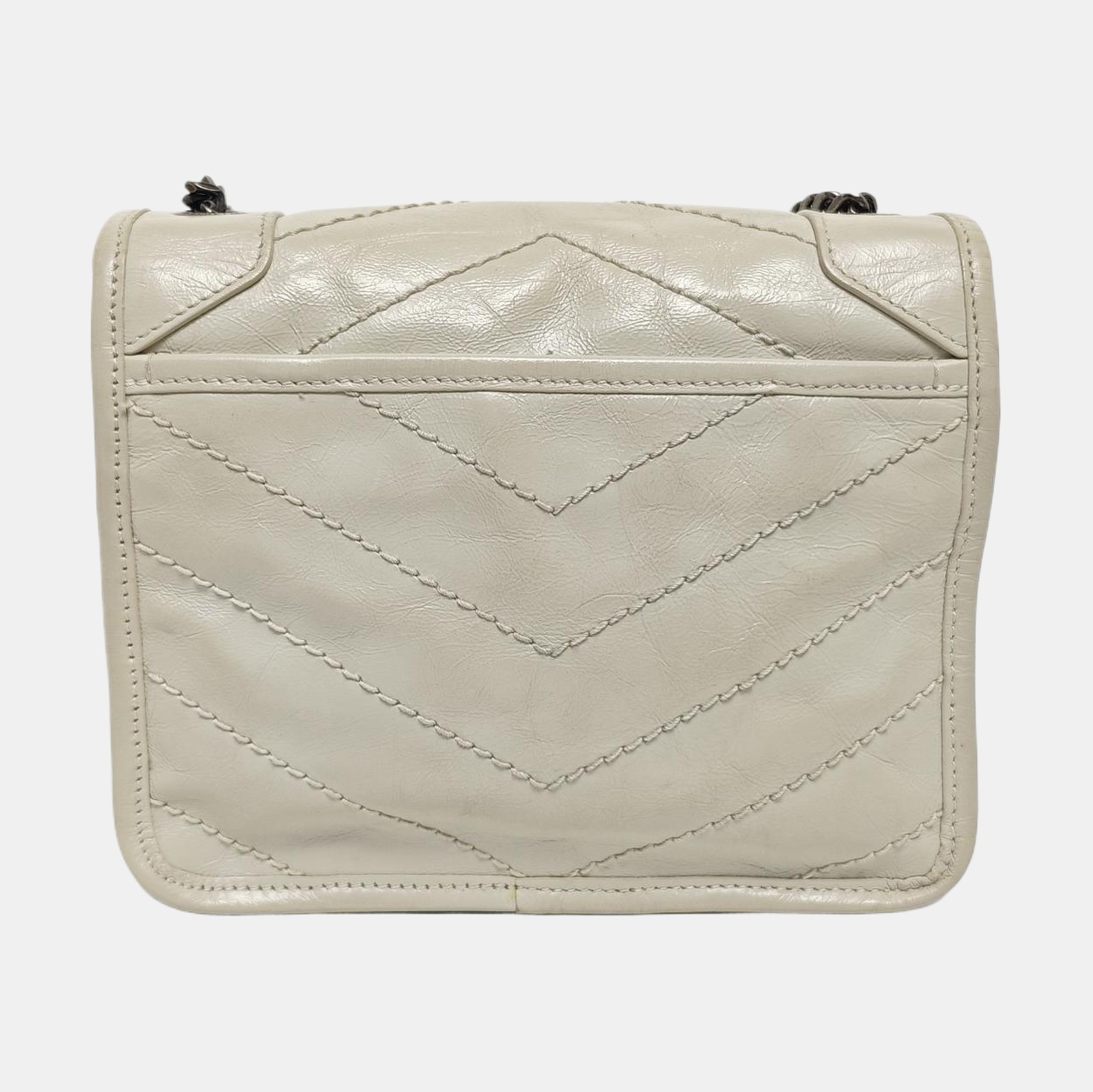 NIKI Mini Chevron Calfskin White