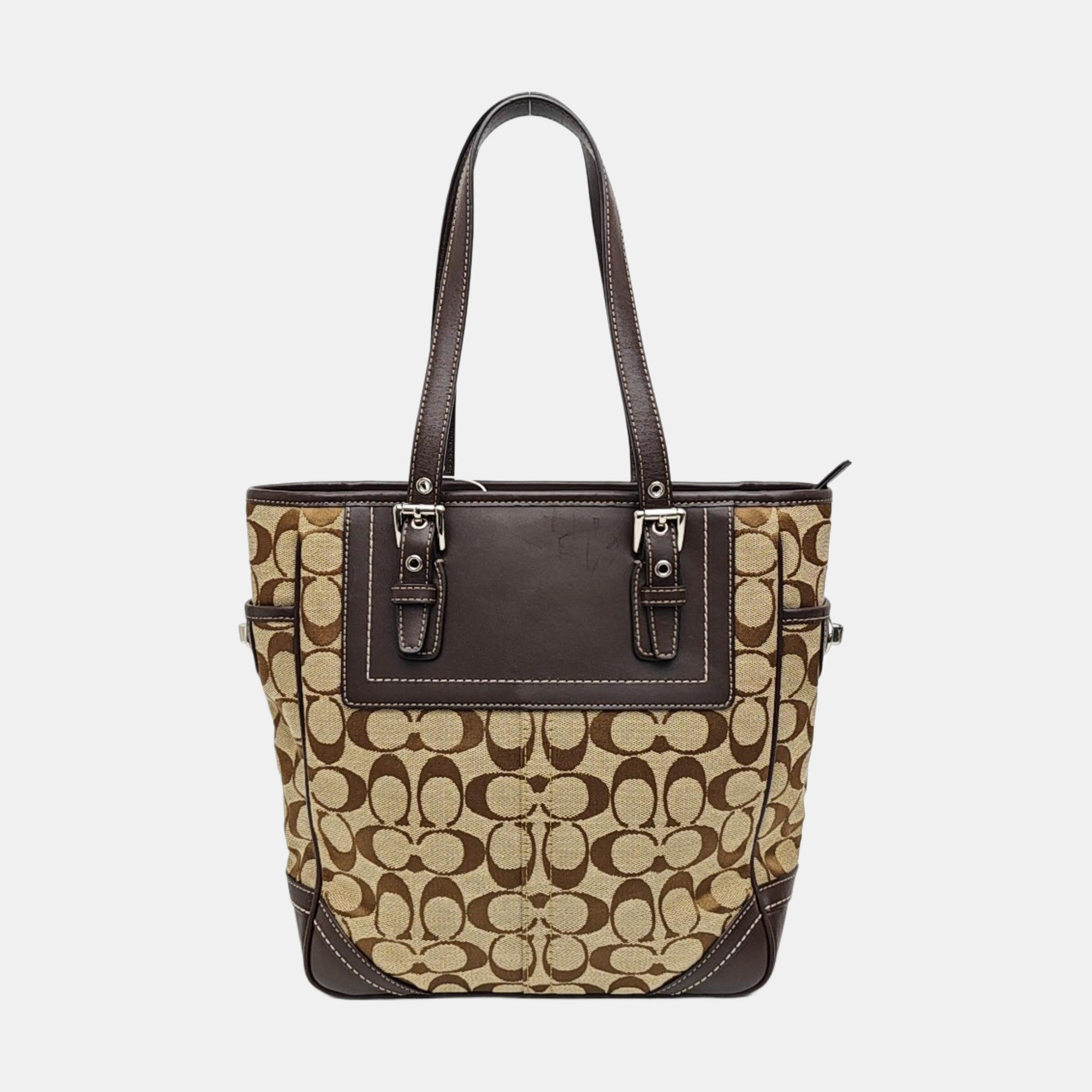 Monogram Canvas Tote Bag Brown