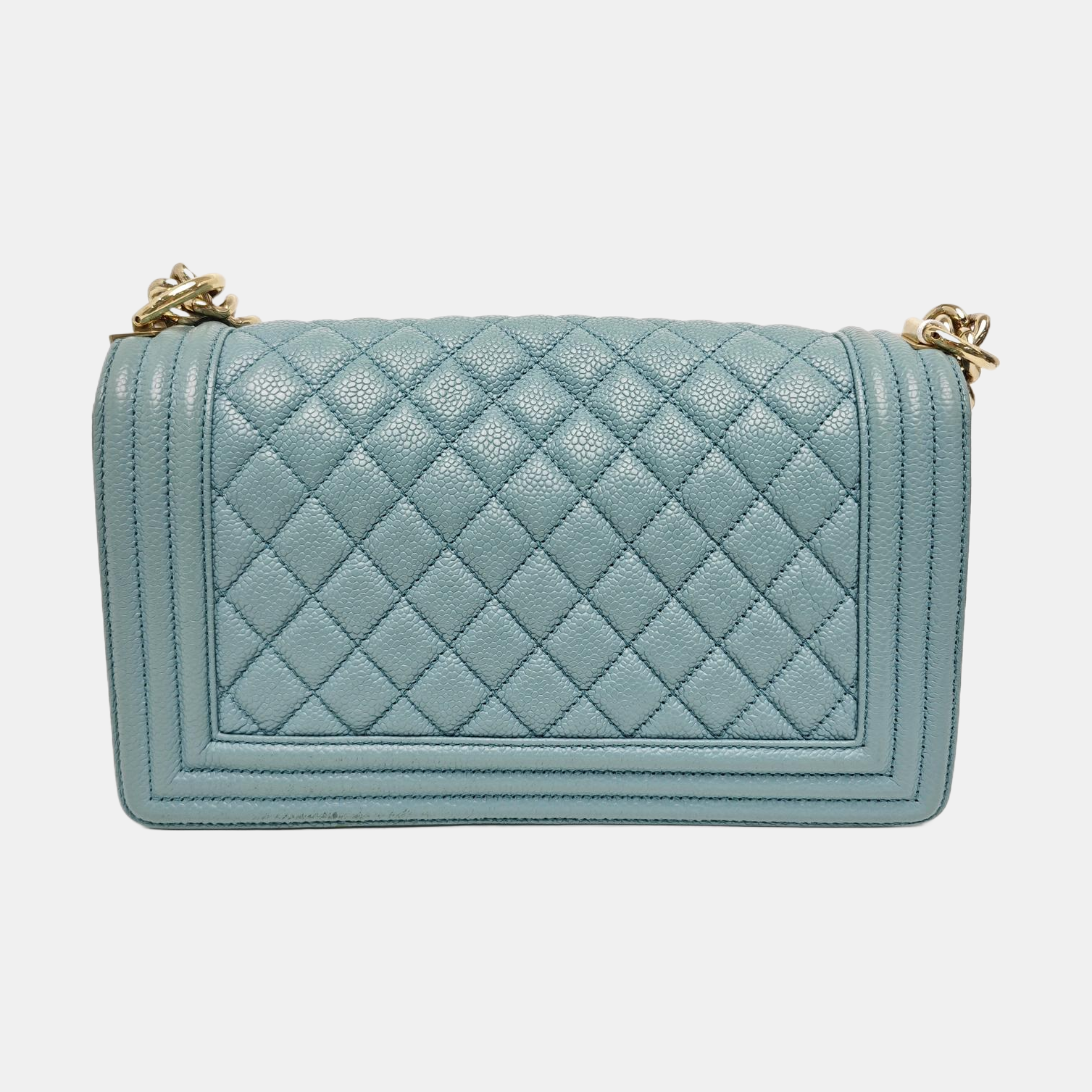 BOY CHANEL Medium Quilted Grained Calfskin Blue