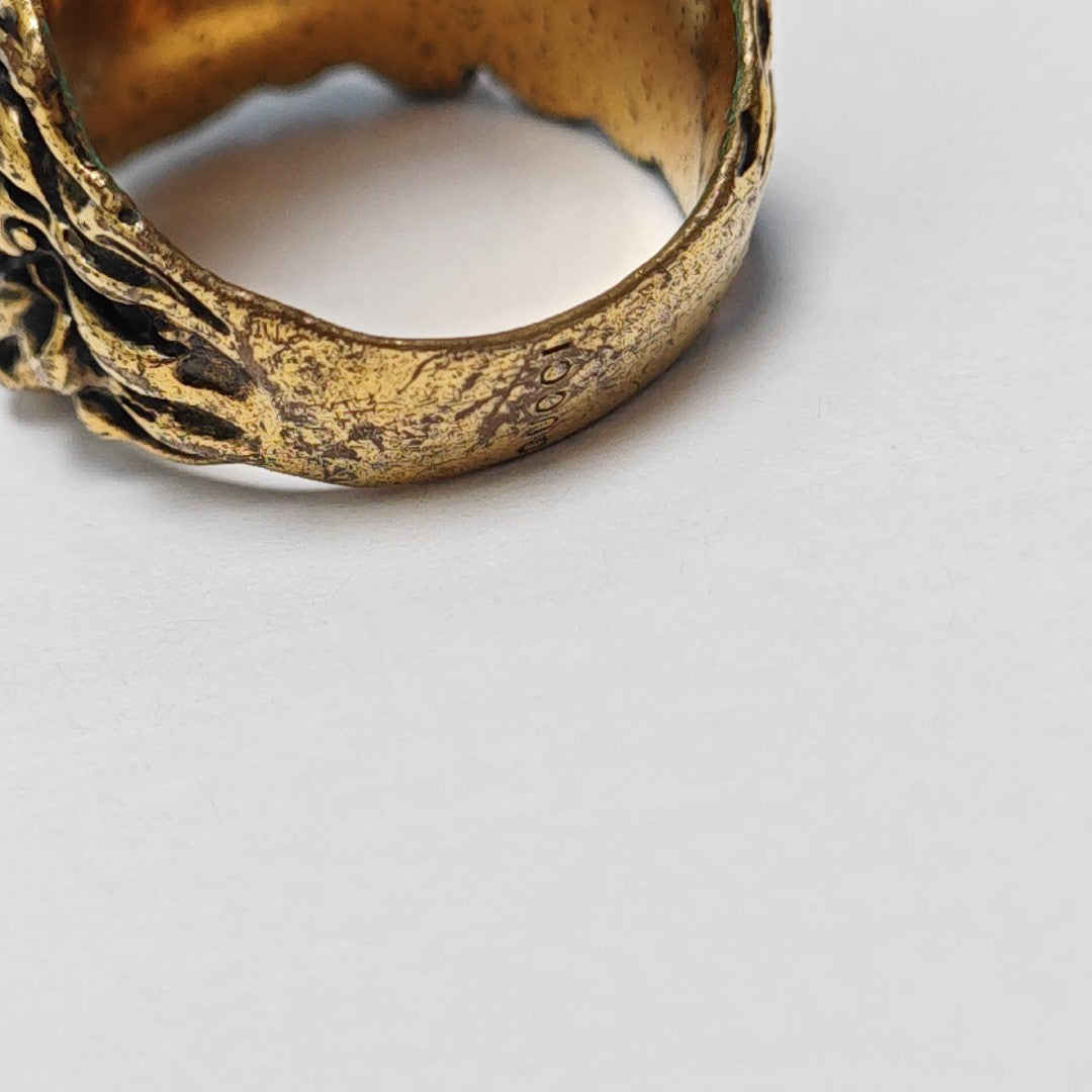 Lion Head Metal Gold Ring EU 62