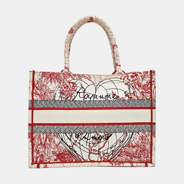 Authenticated pre-owned  Book Tote Medium Fabric Red - Tote Bag at Looply