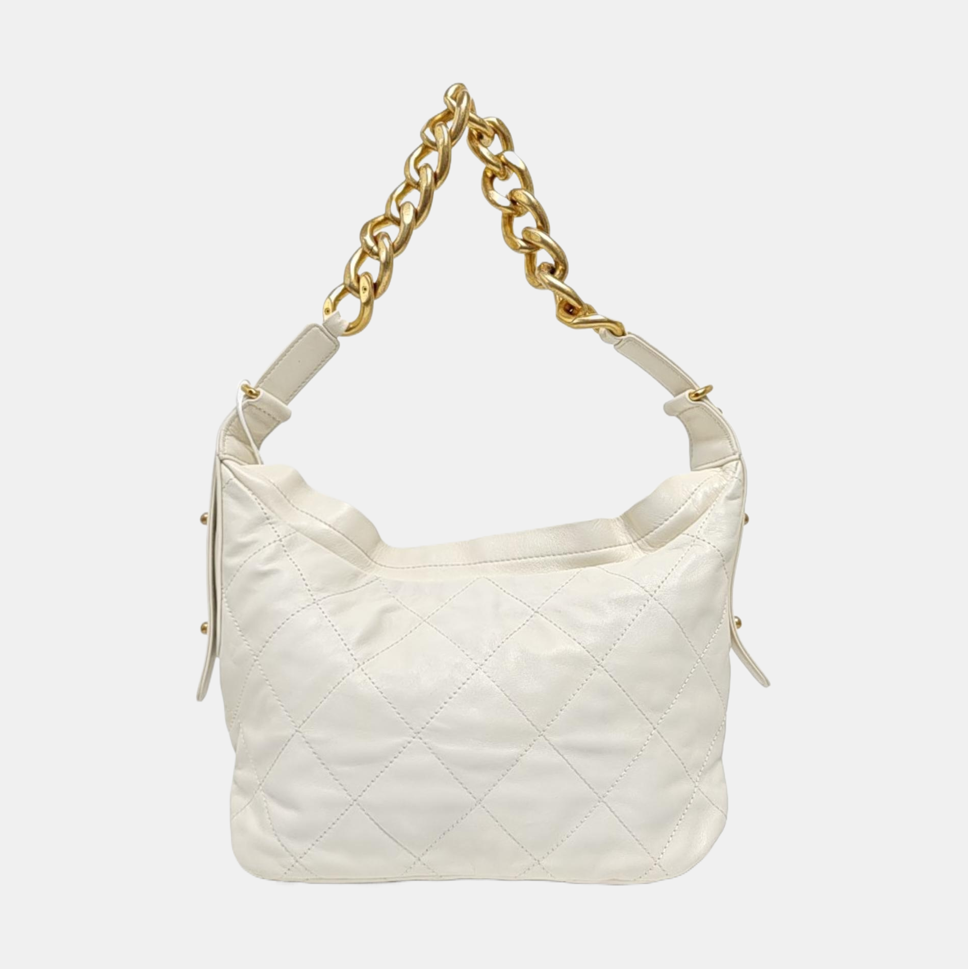 Quilted Calfskin Shoulder Bag White