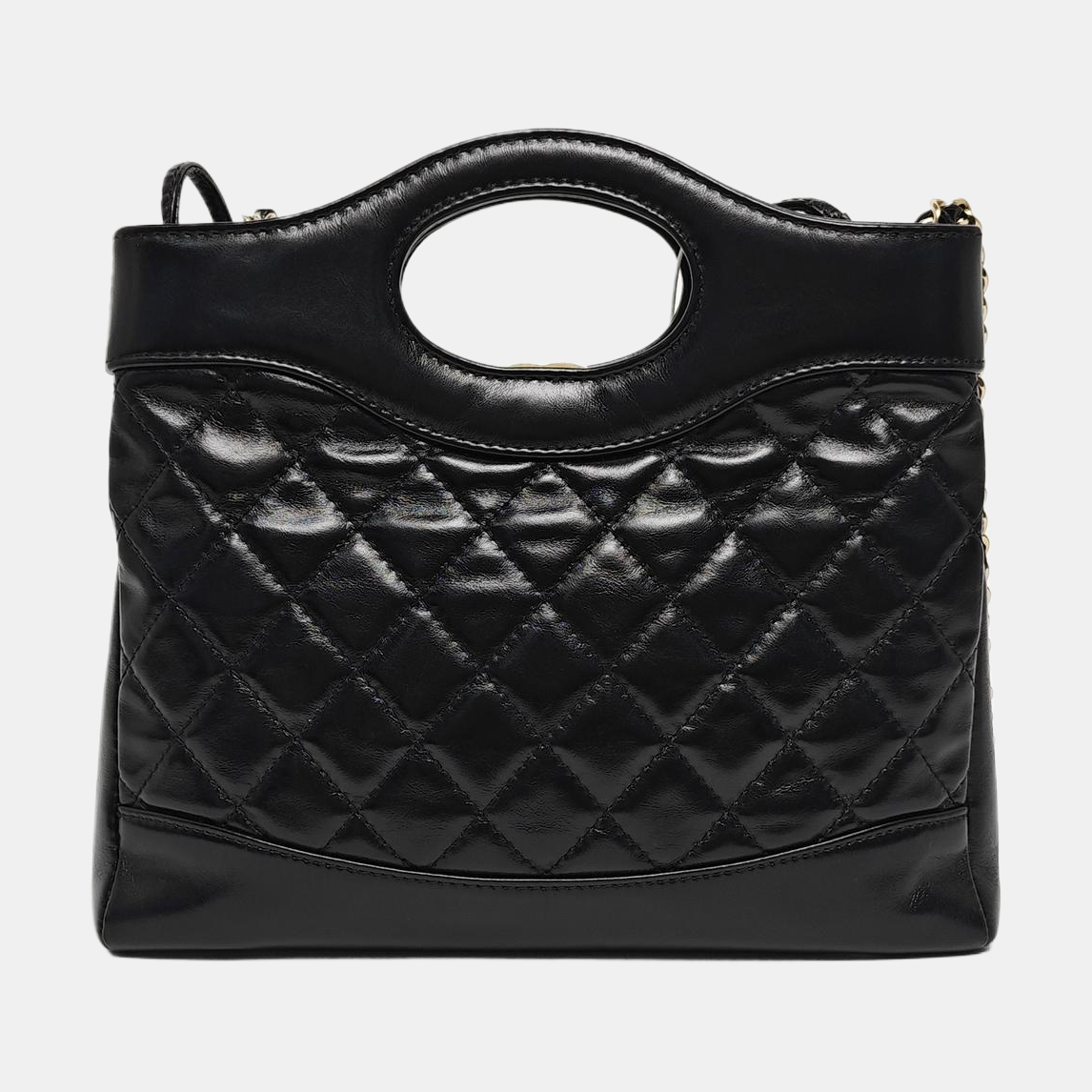 CHANEL 31 Mini Quilted Waxed Cafskin Black