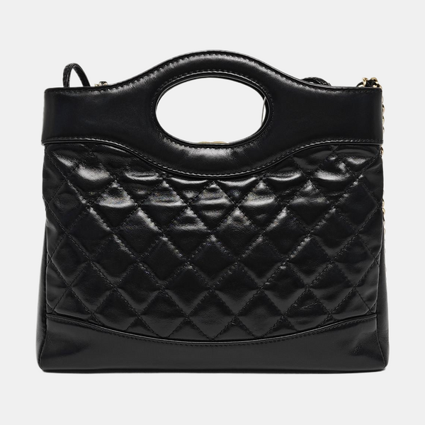 CHANEL 31 Mini Quilted Waxed Cafskin Black